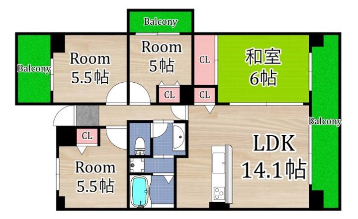 大阪府大阪市都島区大東町3(マンション)の賃貸物件の間取り