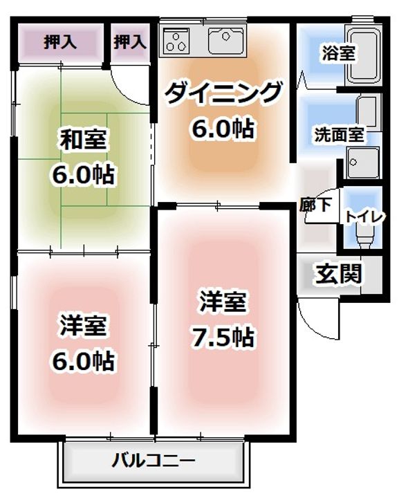 セジュールバードヒルB棟の間取り