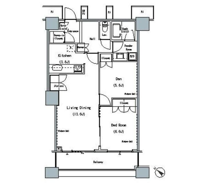 東京都中央区勝どき6(マンション)の賃貸物件の間取り