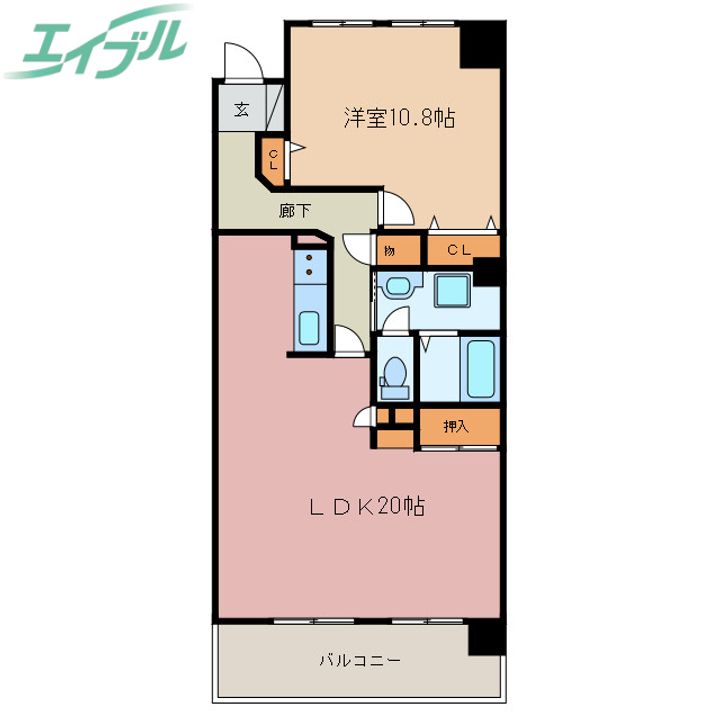 コープ野村四日市 1315号室の間取り