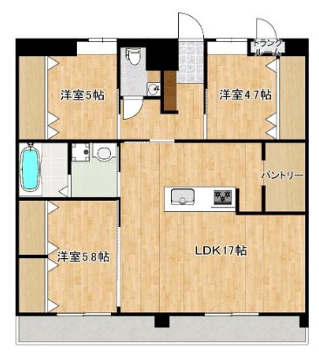 熊本県合志市幾久富(マンション)の賃貸物件の間取り