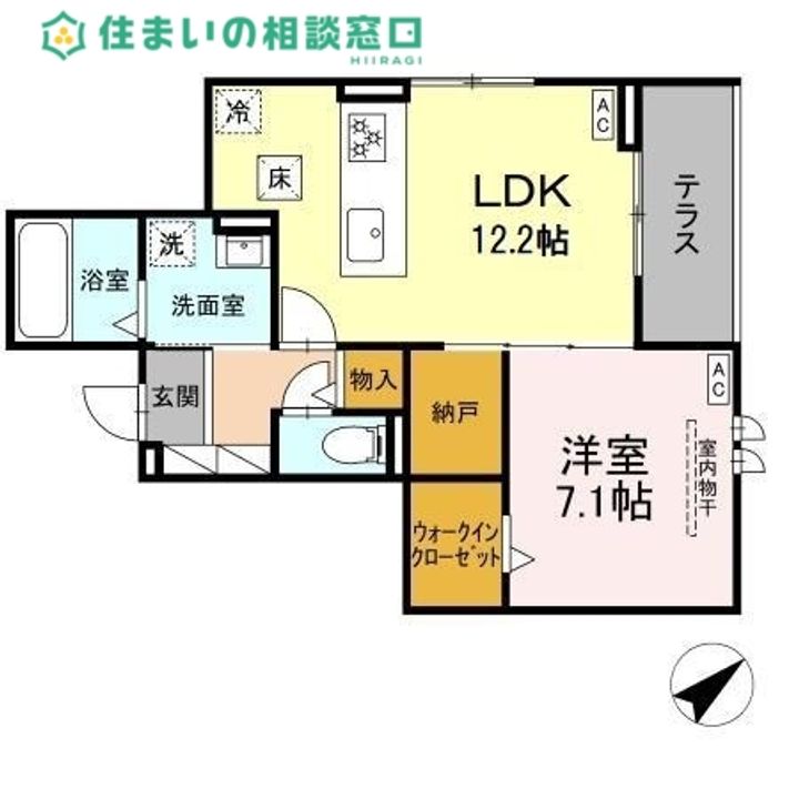 愛知県岡崎市赤渋町字袖広(アパート)の賃貸物件の間取り