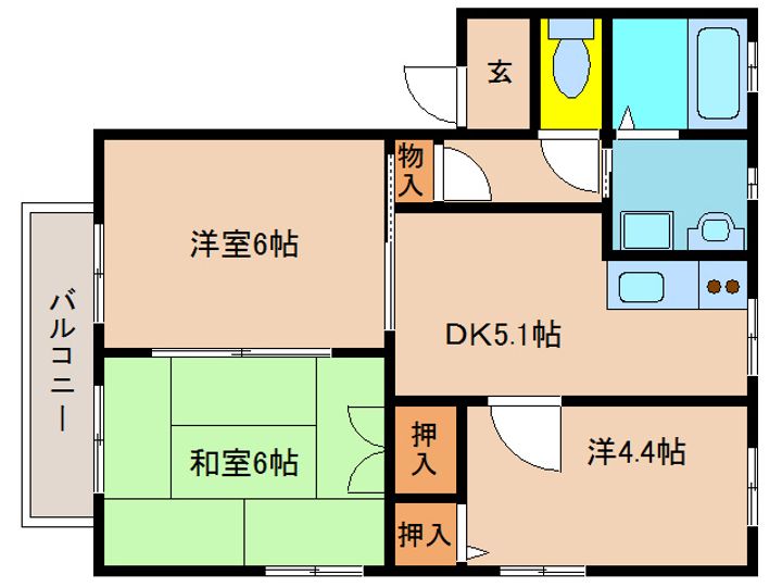 宮崎県都城市都原町(アパート)の賃貸物件の間取り
