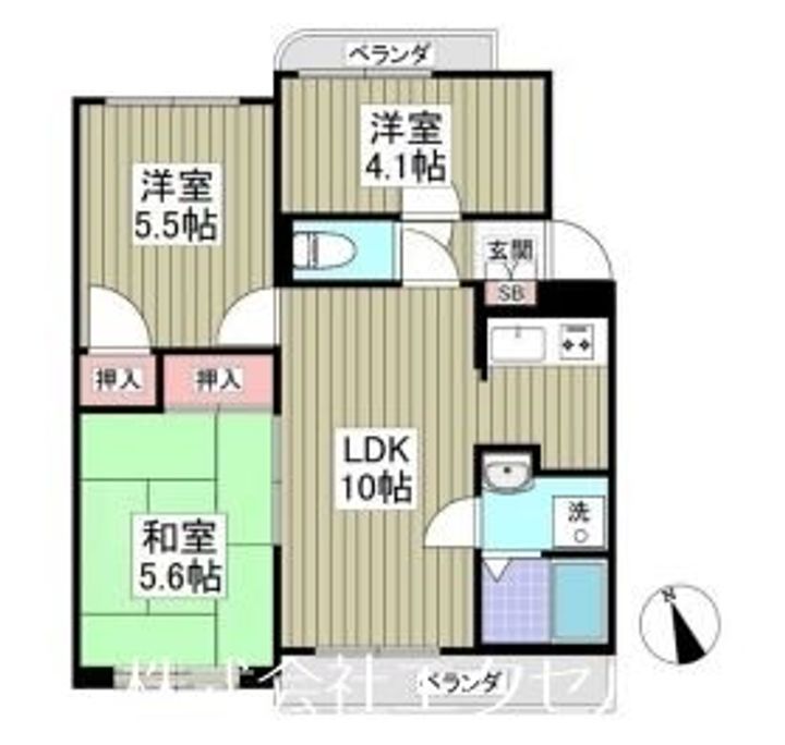 東京都立川市若葉町4(マンション)の賃貸物件の間取り