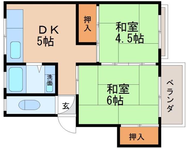 滋賀県大津市高砂町(マンション)の賃貸物件の間取り