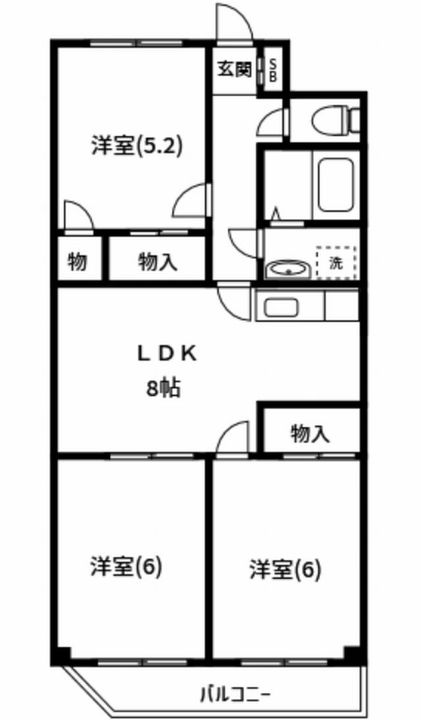 埼玉県熊谷市曙町2(マンション)の賃貸物件の間取り