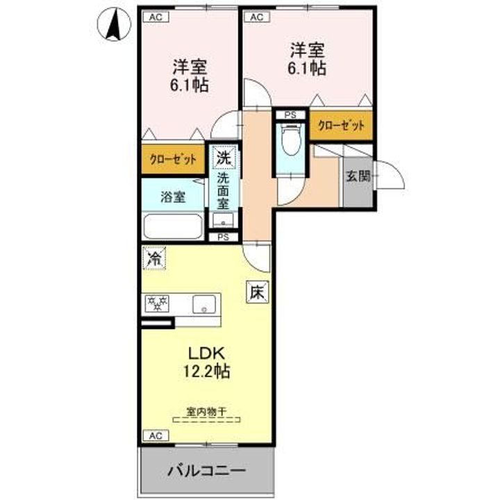 群馬県高崎市山田町(アパート)の賃貸物件の間取り