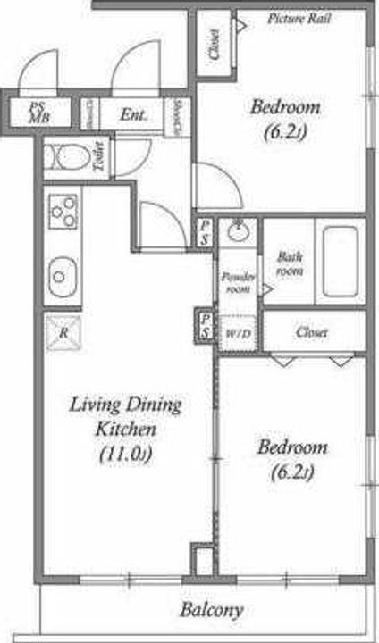東京都港区高輪2(マンション)の賃貸物件の間取り