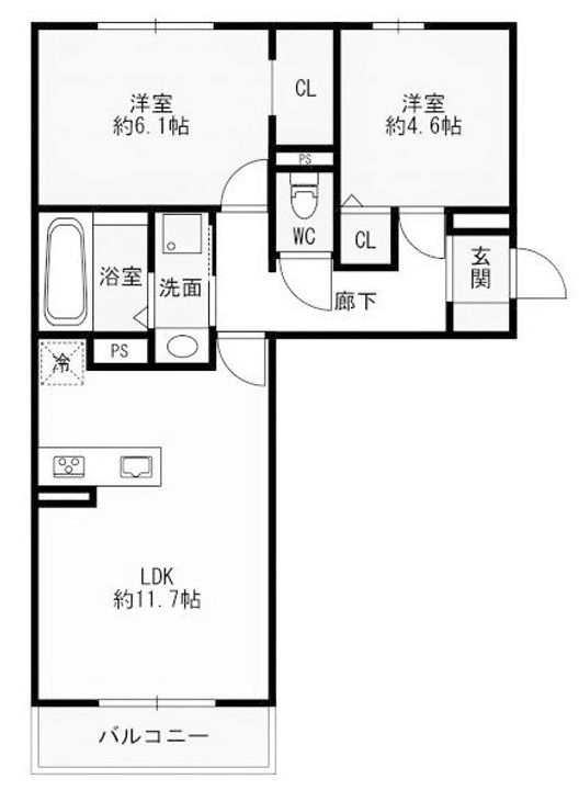 兵庫県明石市大久保町大窪(アパート)の賃貸物件の間取り
