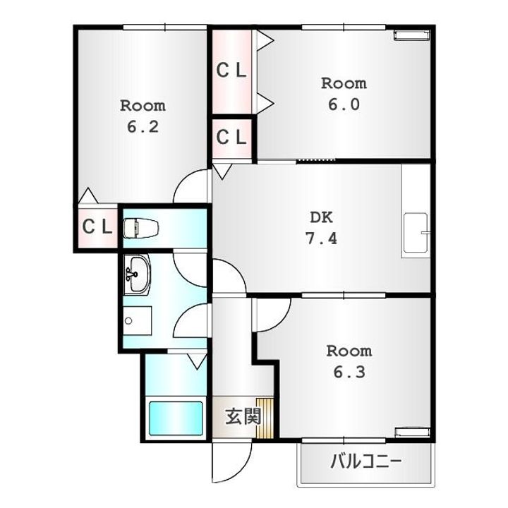 群馬県高崎市棟高町(アパート)の賃貸物件の間取り