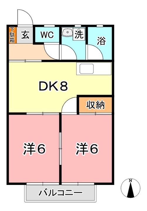 岡山県倉敷市沖新町の賃貸アパートの間取り