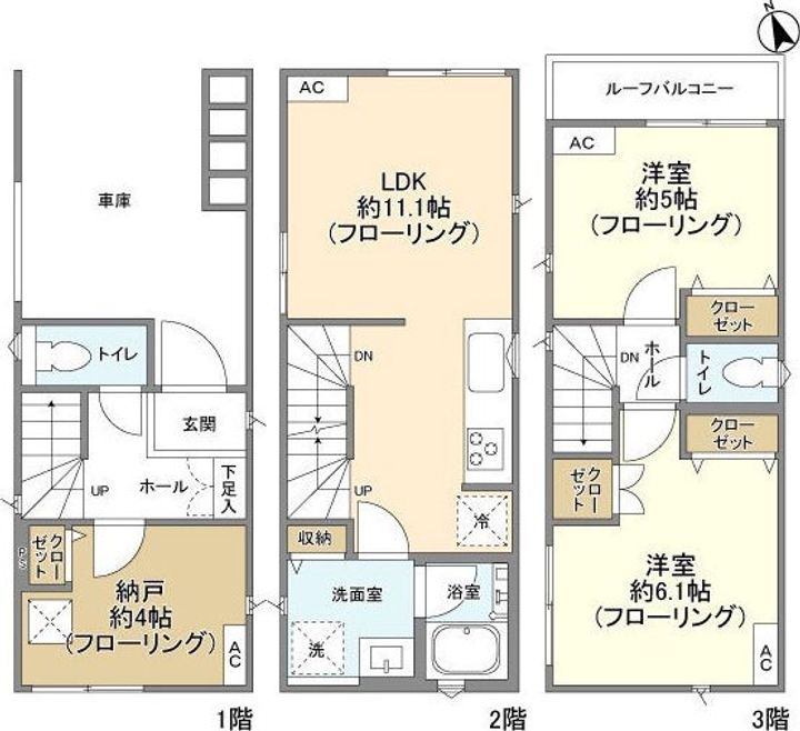 神奈川県川崎市中原区宮内4(一戸建)の賃貸物件の間取り