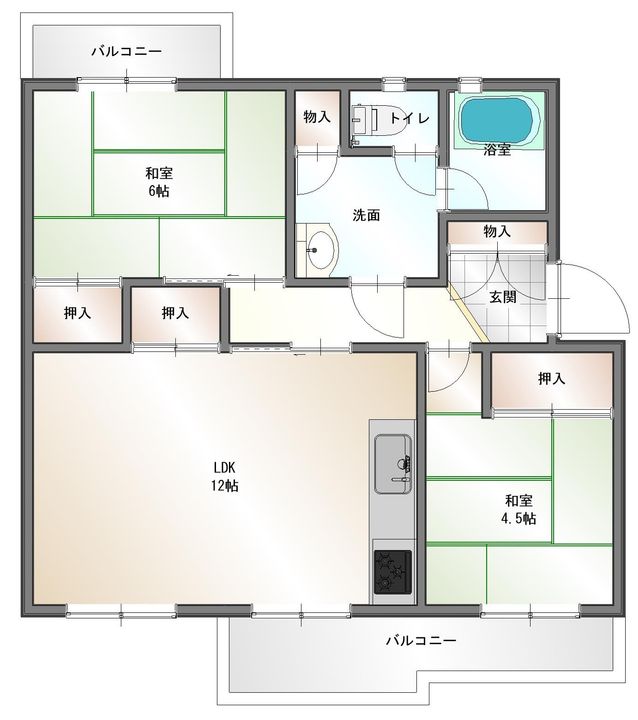 男山第4住宅311棟402号室の間取り