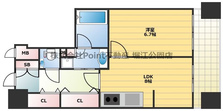 大阪府大阪市中央区船越町2(マンション)の賃貸物件の間取り