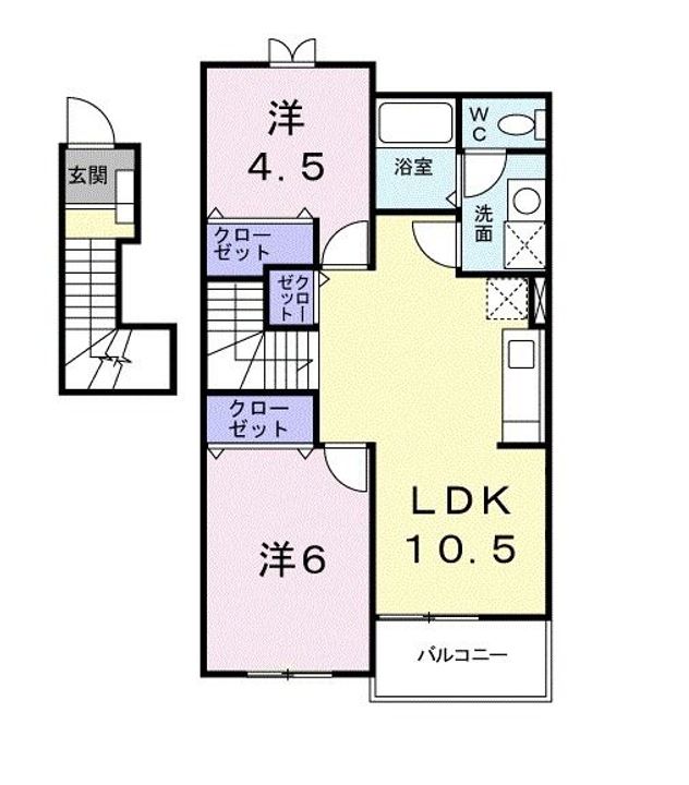 福島県伊達郡桑折町字諏訪(アパート)の賃貸物件の間取り
