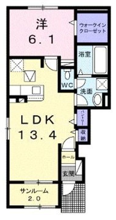岡山県倉敷市青江(アパート)の賃貸物件の間取り