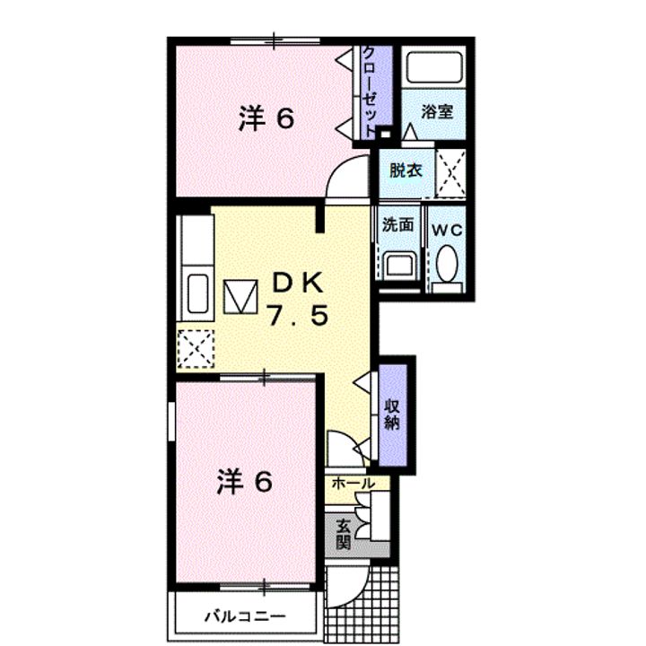 広島県東広島市八本松飯田4(アパート)の賃貸物件の間取り