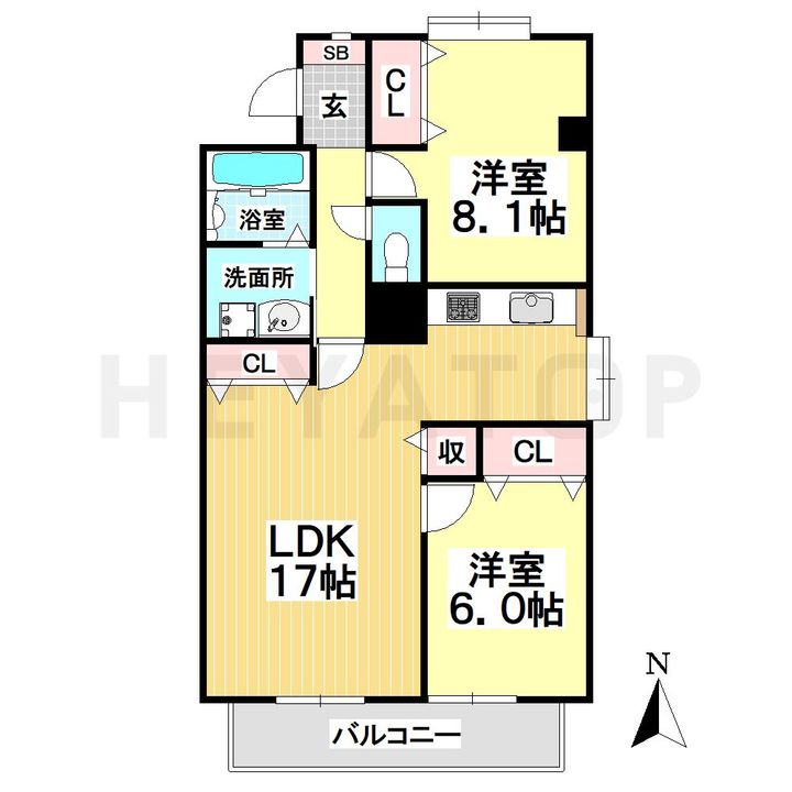 愛知県名古屋市天白区池場5(マンション)の賃貸物件の間取り