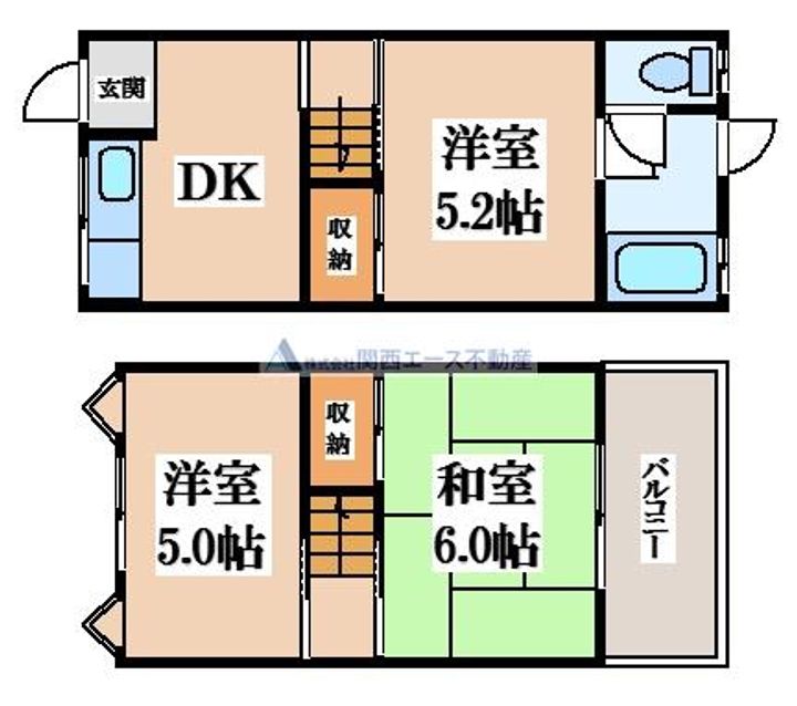 大阪府四條畷市雁屋北町(一戸建)の賃貸物件の間取り