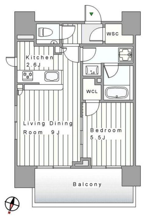 東京都港区赤坂2(マンション)の賃貸物件の間取り