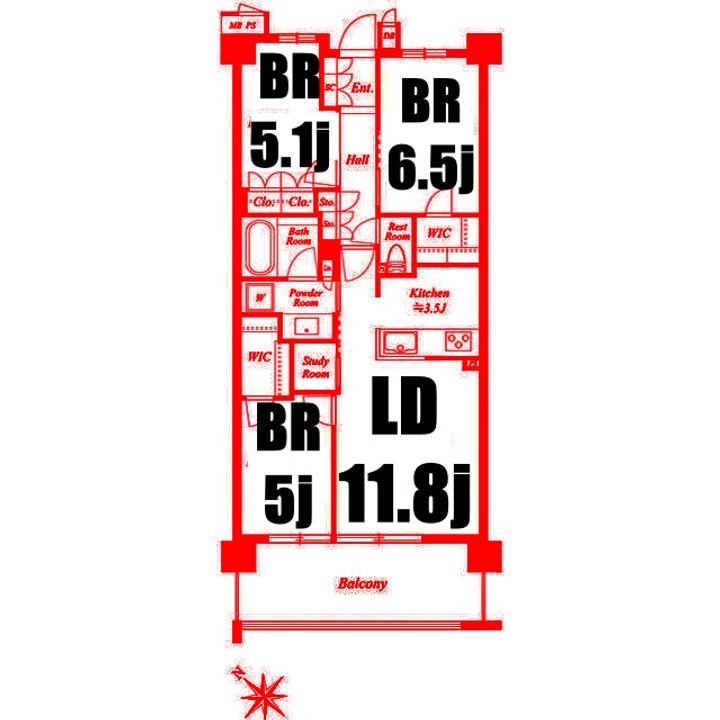 ザ・ケンジントン・レジデンス横濱片倉の間取り