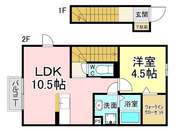 福岡県北九州市小倉南区沼本町1(アパート)の賃貸物件の間取り