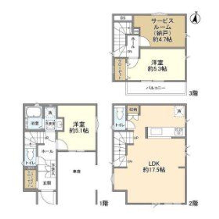 東京都葛飾区西亀有2(一戸建)の賃貸物件の間取り