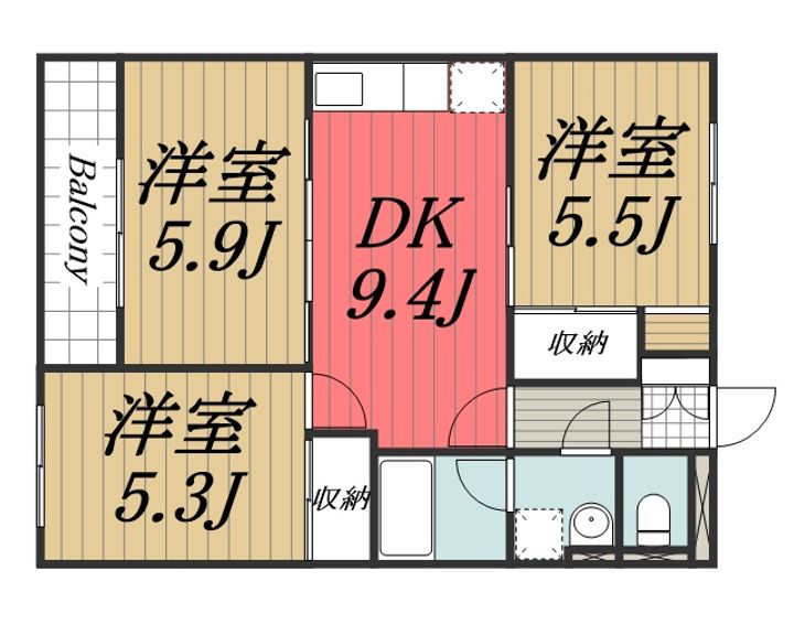 千葉県千葉市若葉区西都賀1(マンション)の賃貸物件の間取り