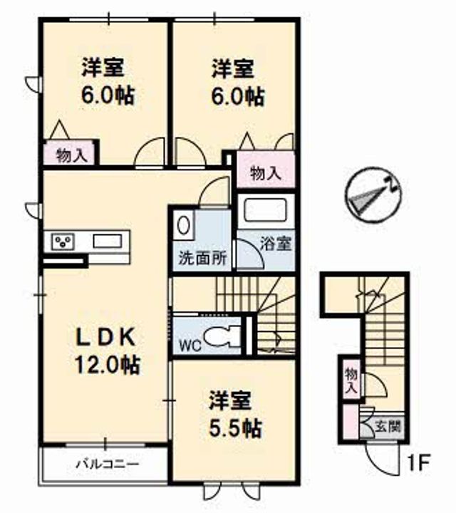 徳島県徳島市西須賀町東開(アパート)の賃貸物件の間取り