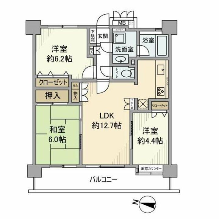 神奈川県平塚市八重咲町(マンション)の賃貸物件の間取り