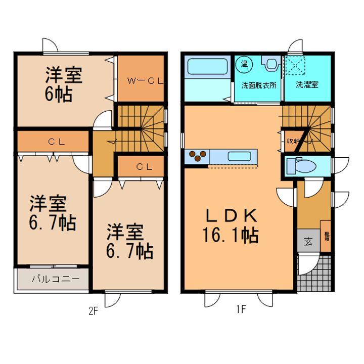 北海道河東郡音更町木野東通3(一戸建)の賃貸物件の間取り
