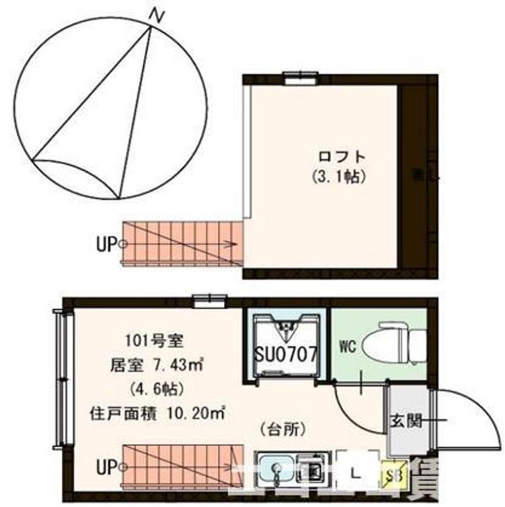 東京都世田谷区上北沢4(アパート)の賃貸物件の間取り
