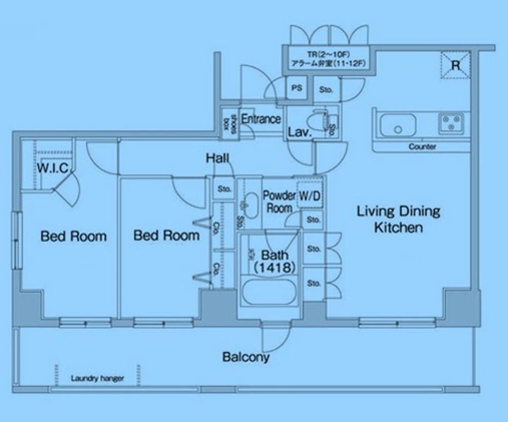 東京都港区芝浦4(マンション)の賃貸物件の間取り