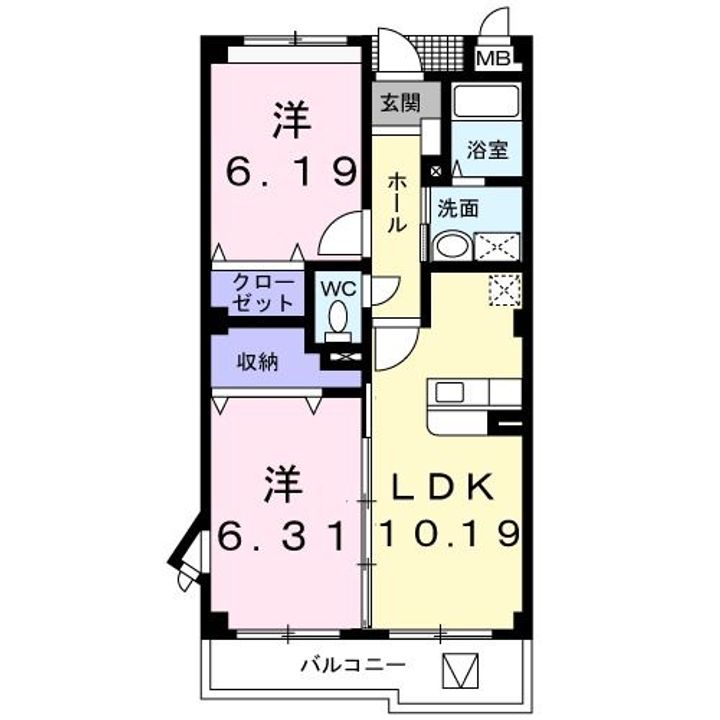 茨城県水戸市酒門町(マンション)の賃貸物件の間取り