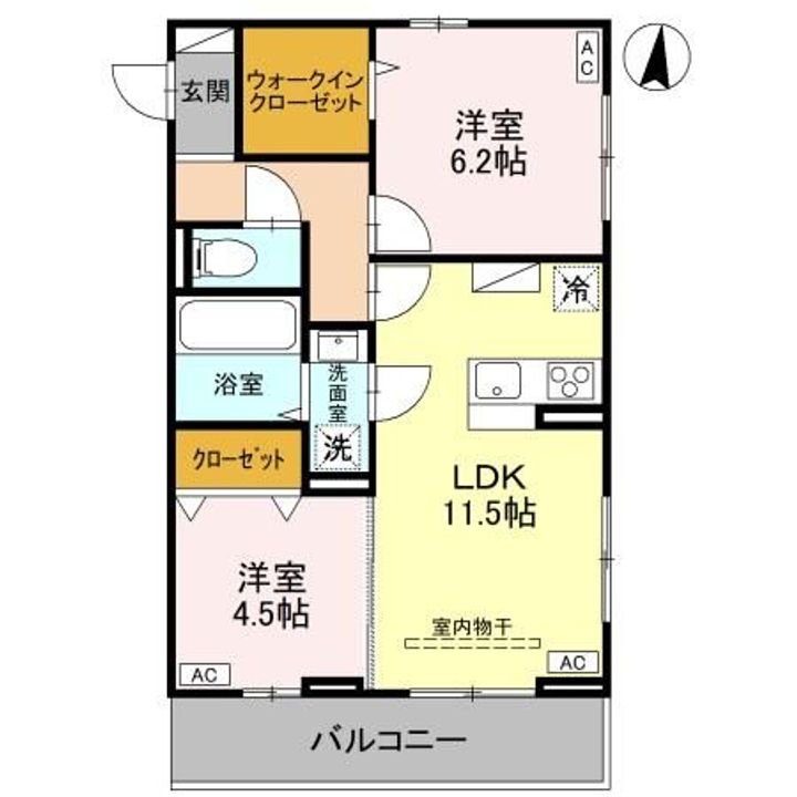 埼玉県さいたま市中央区大戸1(アパート)の賃貸物件の間取り