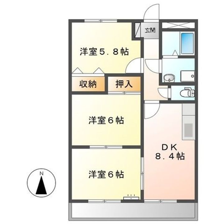 静岡県藤枝市小石川町4(アパート)の賃貸物件の間取り