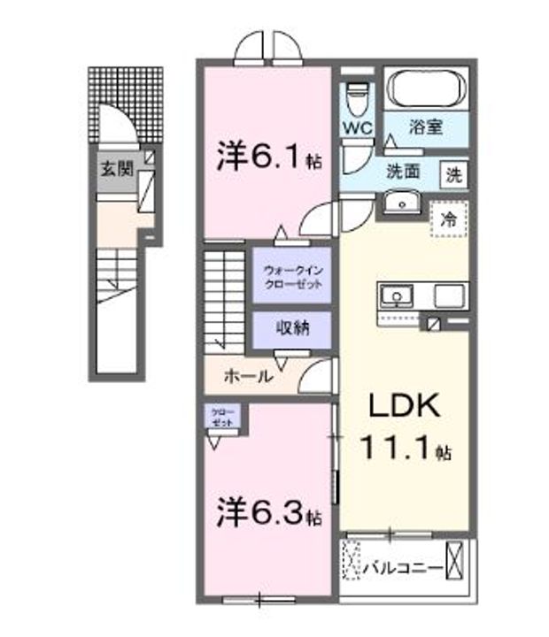 高知県香南市野市町西野(アパート)の賃貸物件の間取り