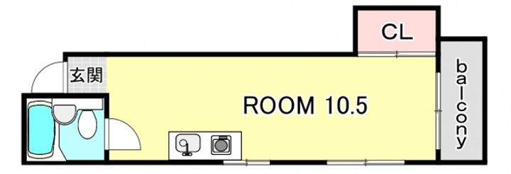 広島県広島市中区鶴見町(マンション)の賃貸物件の間取り