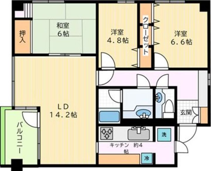 東京都世田谷区成城8(マンション)の賃貸物件の間取り