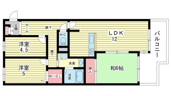 大阪府豊中市旭丘(マンション)の賃貸物件の間取り