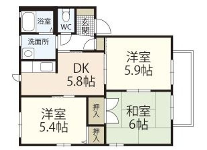岡山県倉敷市西富井の賃貸アパートの間取り