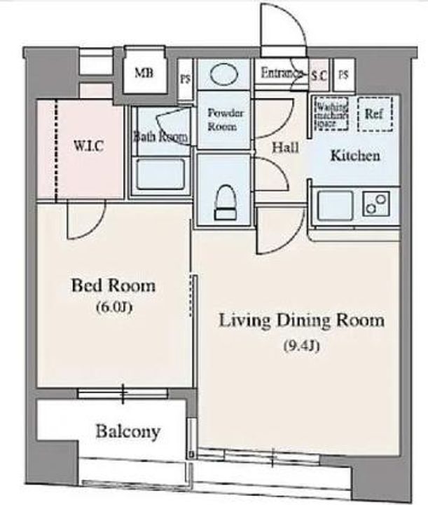 東京都中央区日本橋堀留町2の賃貸マンションの間取り