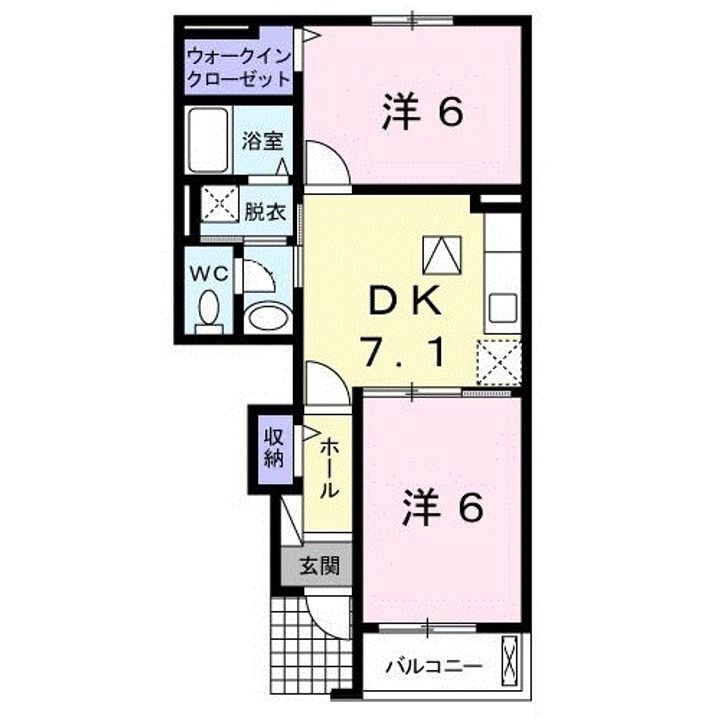 広島県呉市安浦町内海北2(アパート)の賃貸物件の間取り