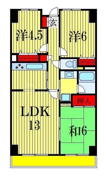 千葉県船橋市中野木1(マンション)の賃貸物件の間取り