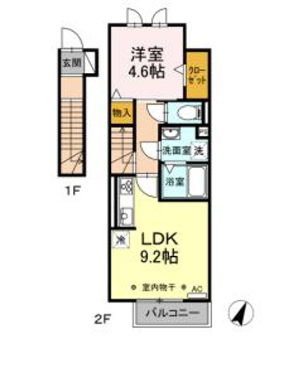 愛知県刈谷市野田町陣戸池(アパート)の賃貸物件の間取り