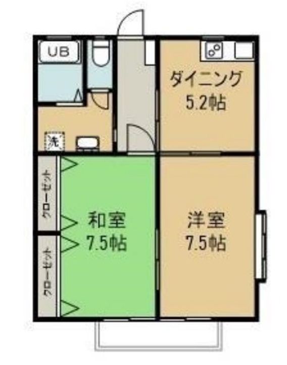 岡山県倉敷市中庄の賃貸アパートの間取り