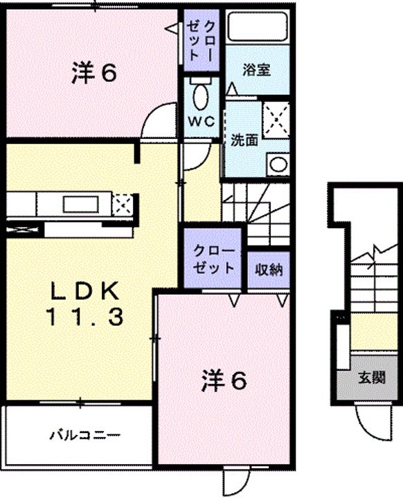 広島県呉市安浦町中央北2(アパート)の賃貸物件の間取り