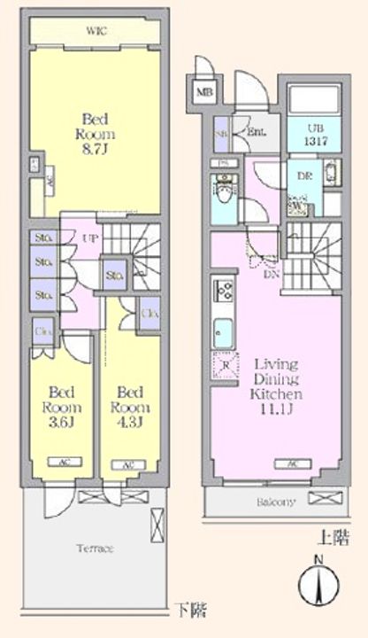 アジールコート 都立大学の間取り