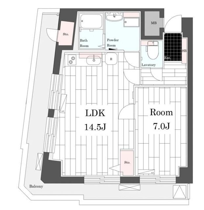 東京都港区六本木2(マンション)の賃貸物件の間取り