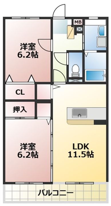 熊本県上益城郡御船町大字木倉(マンション)の賃貸物件の間取り